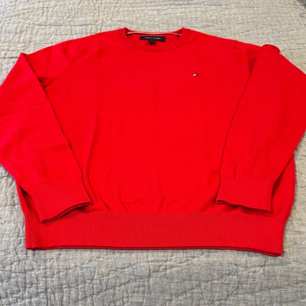 Tommy Hilfiger Men's Bright Red Crewneck Sweater
